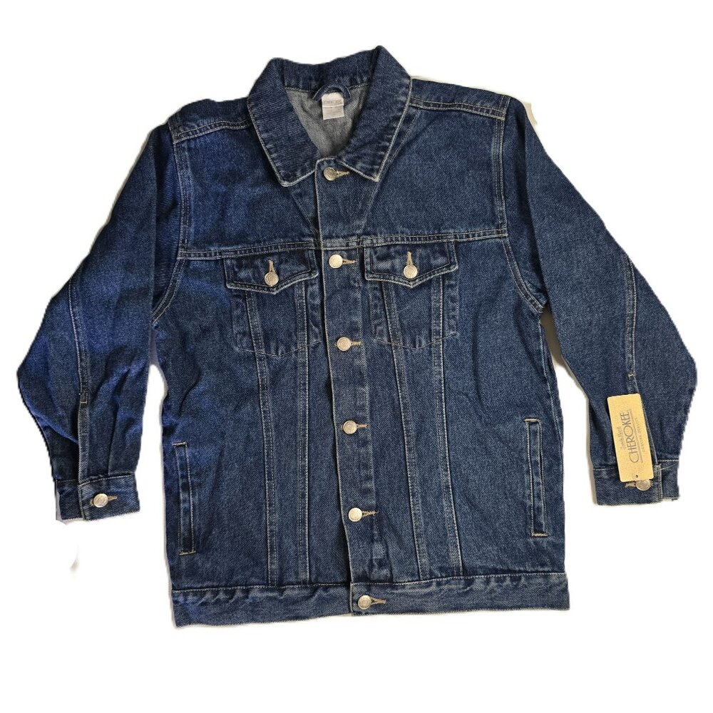 NWT Cherokee Girls Denim Jacket Large 10/12 Blue Jean Trucker Jacket Classic